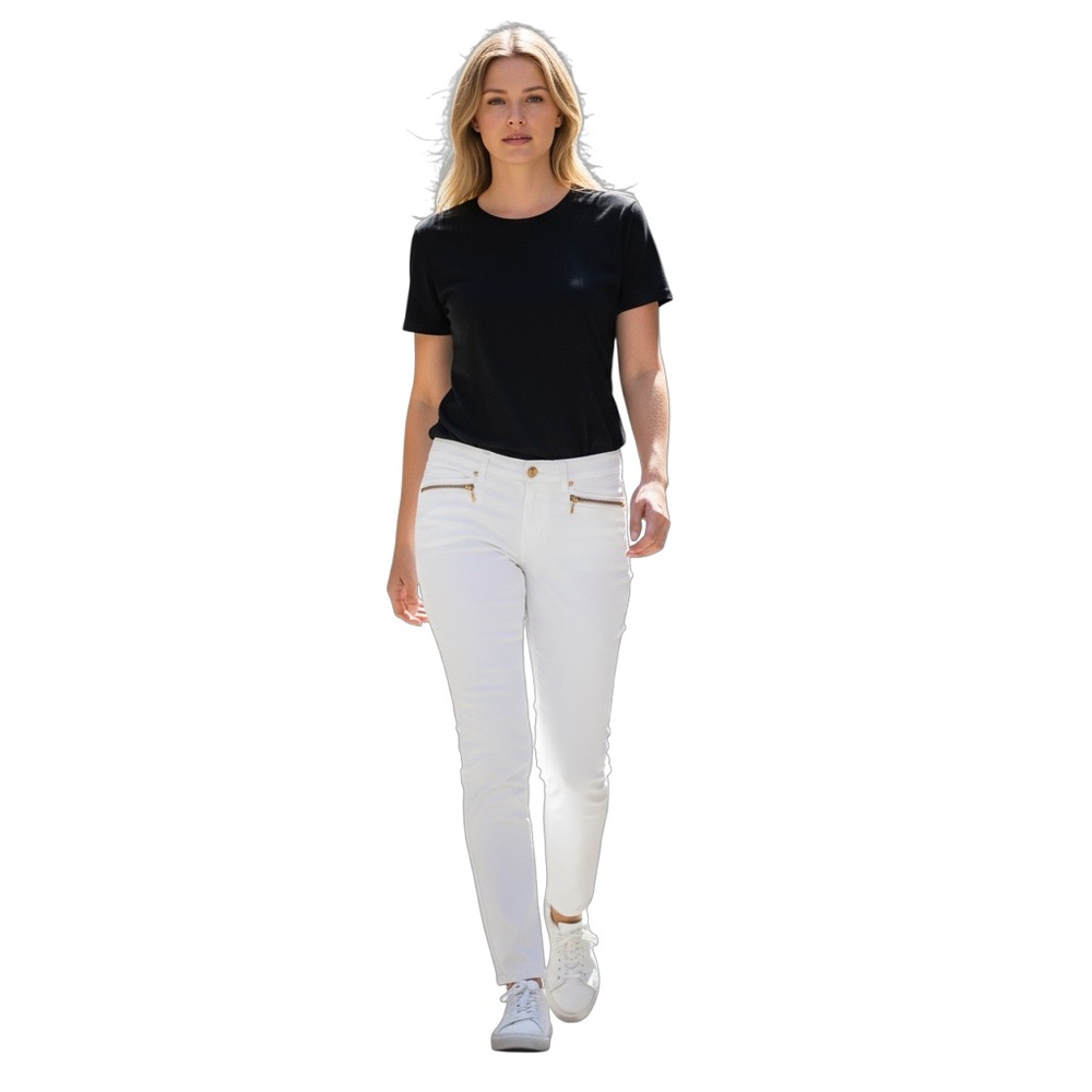 Michael Kors White Gold Detail Cotton Skinny Jeans
